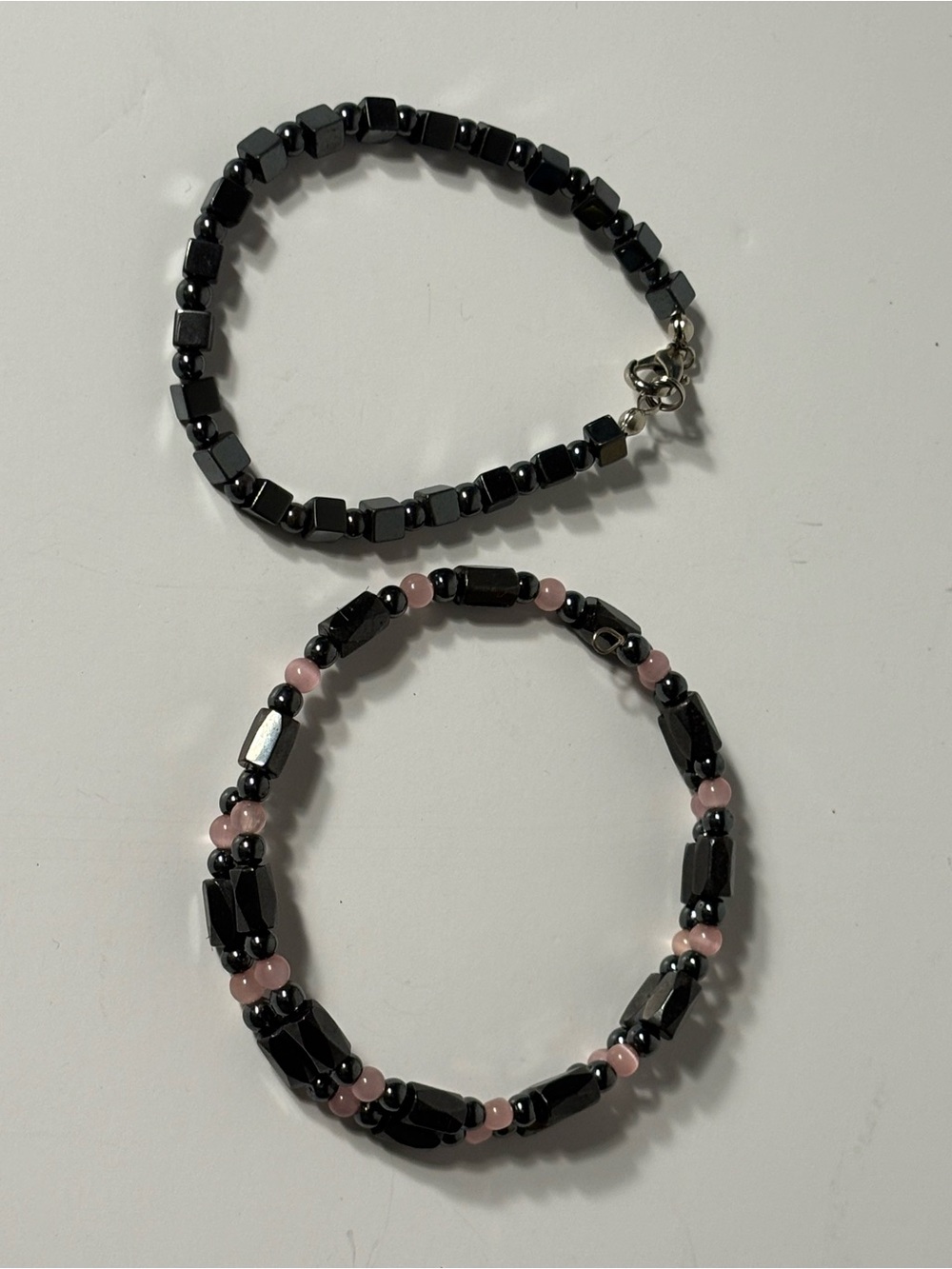 Hematite & Pink Cat’s Eye Grounding Bracelet Set